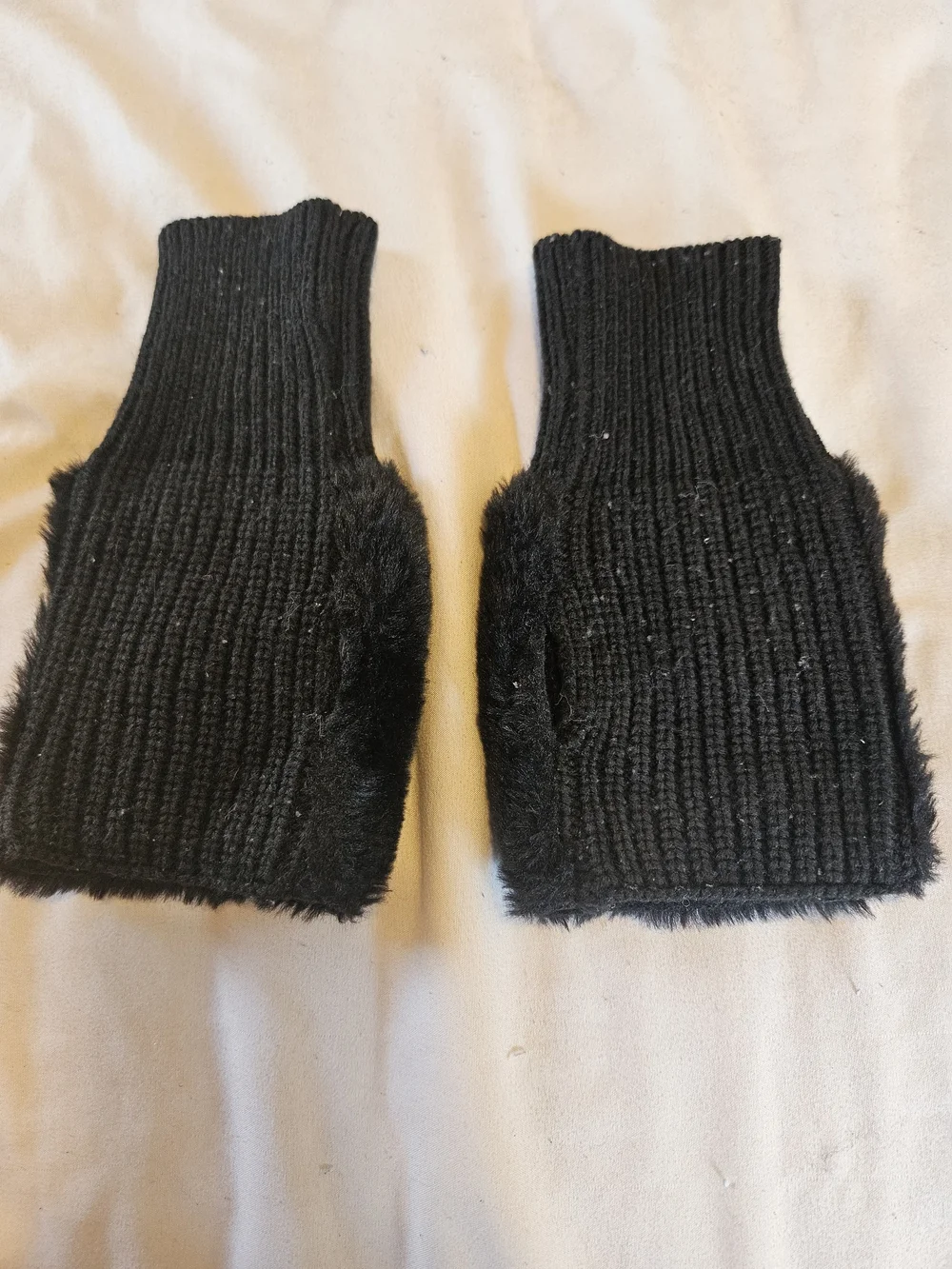 Black Faux Fur Wrist Warmers